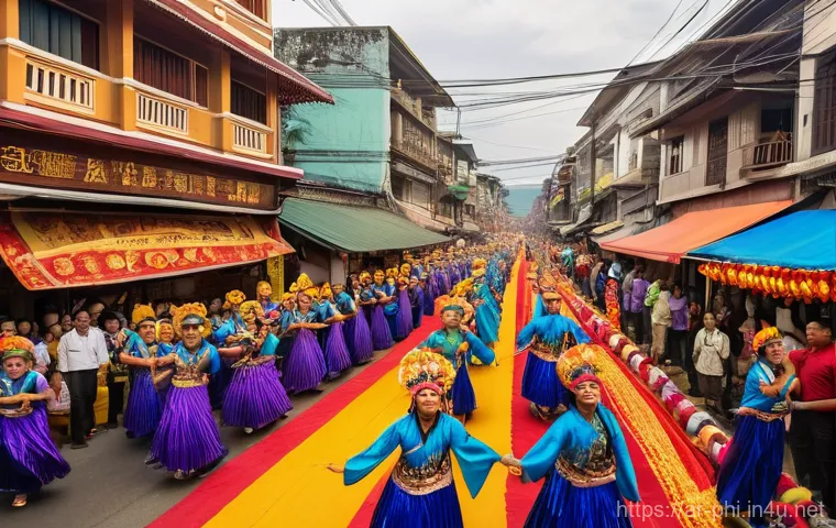 필리핀 음악 축제 정보 - Prompt 1: Grand Traditional Philippine Festival Parade**