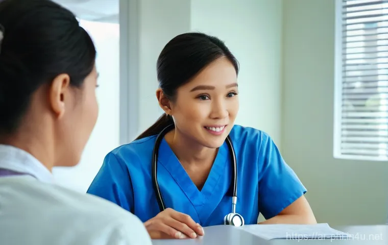 필리핀 의료 서비스와 응급상황 - **Prompt:** A diverse group of travelers, visibly excited, standing in a brightly lit, modern medica...