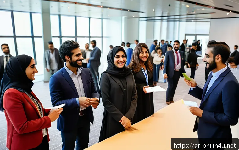 필리핀 내 한인 사회와 네트워킹 - A diverse group of Middle Eastern professionals and community members engaging in a lively social an...